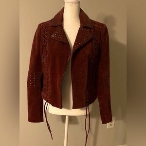 Belle Vere XS Red leather Suede Studded Women's Jacket